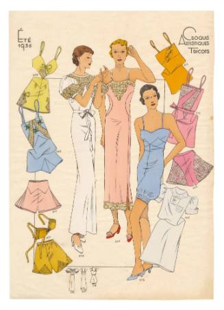 Hand coloured designs for female nightwear and underwear