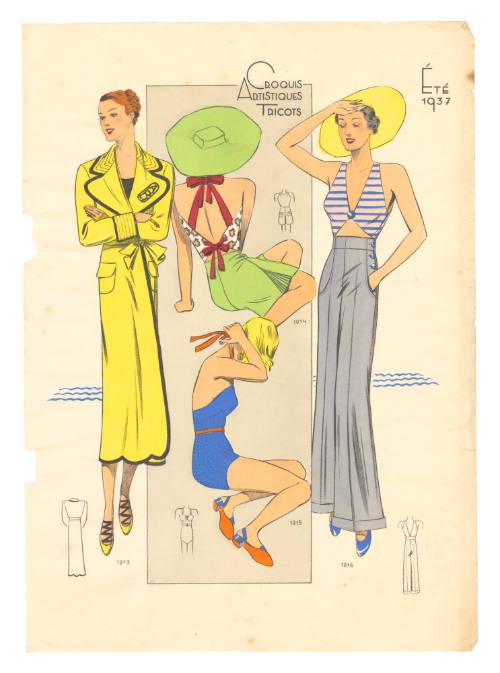 Hand coloured designs for female leisurewear and swimwear