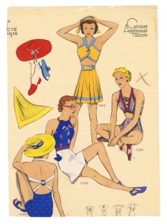 Hand coloured designs for female leisurewear and swimwear