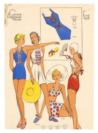 Hand coloured designs for female leisurewear and swimwear