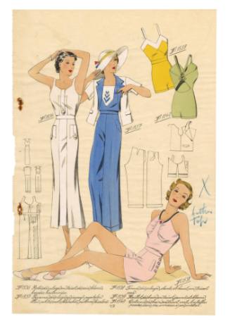 Hand coloured designs for female leisurewear and swimwear