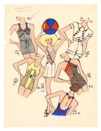 Coloured designs for female leisure wear and swimwear