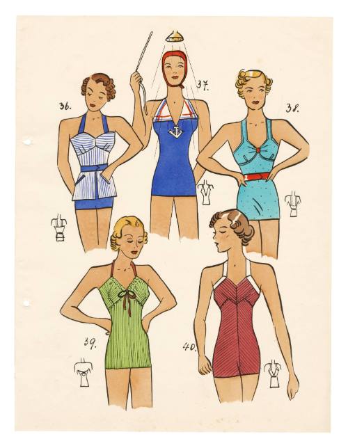 Coloured designs for women's swimwear