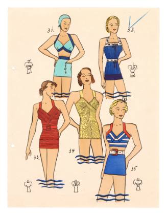 Coloured designs for women's swimwear