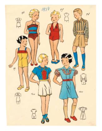 Coloured designs for children's leisurewear and swimwear
