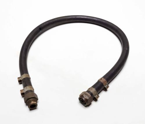 Diver's rubber air hose with metal fittings