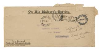 Envelope addressed to Lionel Hooke on SY AURORA