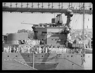 HMAS SYDNEY II and crew moored off Sydney Cove