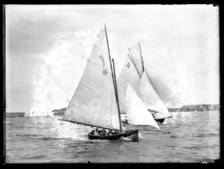 Small gaff-rigged skiff possibly a 14 footer