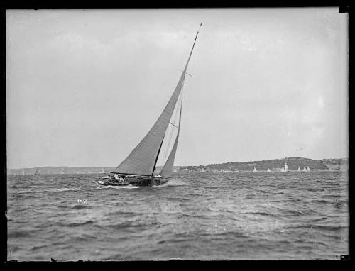 Classic racing sloop probably from RSYS on Sydney Harbour, inscribed 5017