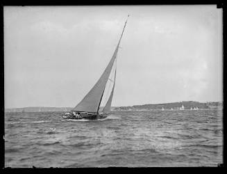 Classic racing sloop probably from RSYS on Sydney Harbour, inscribed 5017