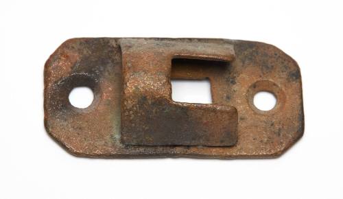 Rectangular metal slide latch receiver