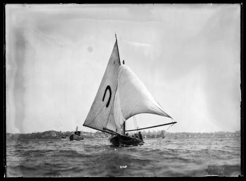 18-foot skiff on Sydney Harbour, inscribed 210 P