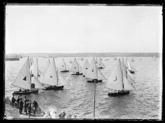 16-foot skiffs at race start, Clark Island, inscribed 80