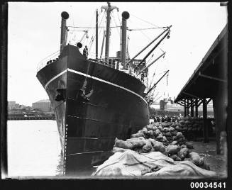 SS ORMISTON about to depart possibly from a wharf in Pyrmont, Sydney