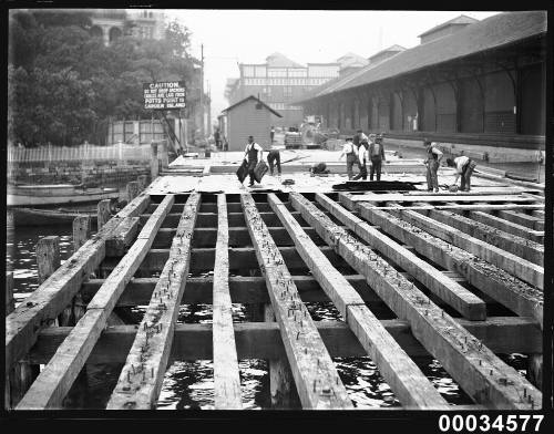 Building decks on Cowper Street Wharf, Woolloomooloo