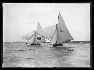 Two 16-foot skiffs on Sydney Harbour, inscribed 1195