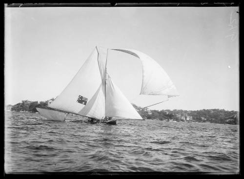 14-footer on Sydney Harbour, inscribed 912