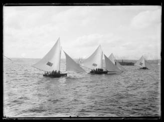 18-footers on Sydney Harbour, inscribed 915