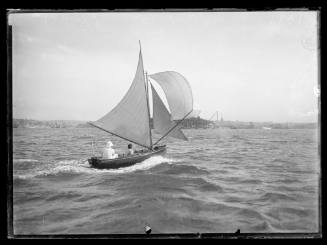 Posibly a 10' or 12'-foot skiff sailing past Garden Island, inscribed 1311