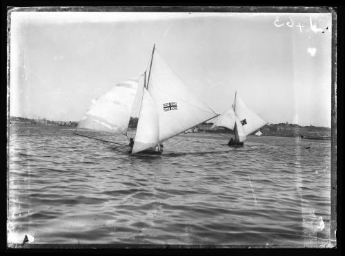 Two possibly 12/ 14'footers near Balmain Sydney Harbour, inscribed 1463