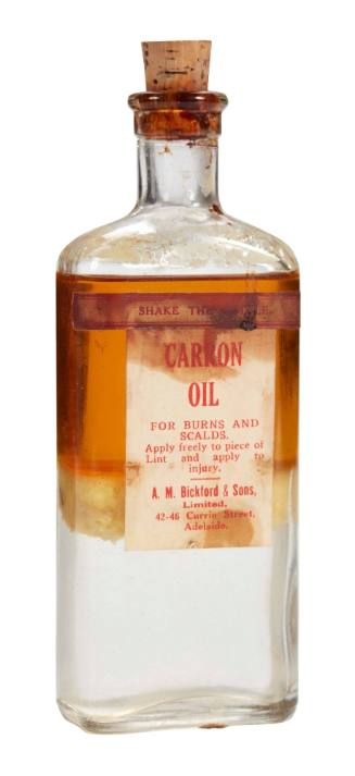 Medicine bottle of carron oil from the medicine chest of the SAMUEL PLIMSOLL