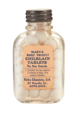 Bottle of chilblain tablets from the medicine chest of the SAMUEL PLIMSOLL