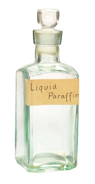 Empty bottle of liquid paraffin from the medicine chest of the SAMUEL PLIMSOLL