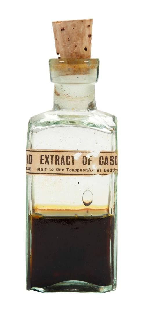 Bottle of liquid extract of cascara from the medicine chest of the SAMUEL PLIMSOLL