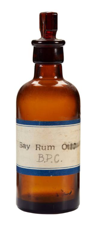 Bottle of Bay Rum oil from the medicine chest of the SAMUEL PLIMSOLL