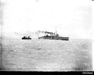HMAS TORRENS I and heavy cruiser HMAS CANBERRA