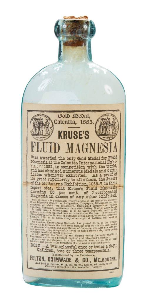 Bottle of Kruse's Fluid Magnesia from the medicine chest of the SAMUEL PLIMSOLL
