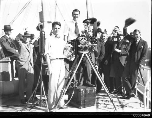 Ray Vaughan filming at a Movietone event in Circular Quay, Sydney