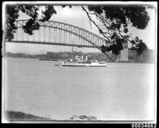 Warship, probably the French naval sloop BELLATRIX, off Farm Cove in Sydney