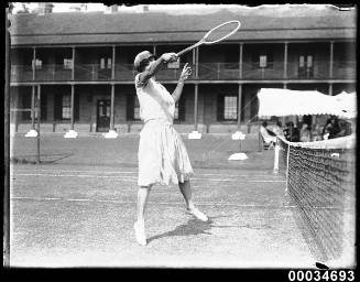 Woman playing tennis at Victoria Barracks during Japanese Naval Squadron visit