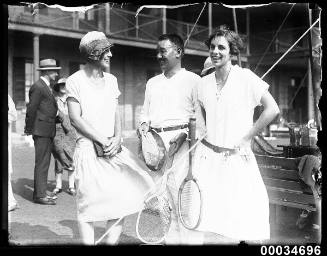 Entertaining visiting Japanese naval officers at a tennis party at Victoria Barracks