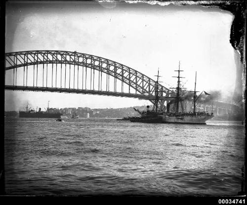 Chilean naval vessel GENERAL BAQUEDANO and a tug in Sydney Harbour