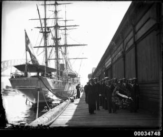 Procession of Chilean sailors alongside their ship BAQUEDANO at East Circular Quay