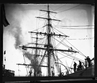 Chilean naval crew working the sails of the GENERAL BAQUEDANO