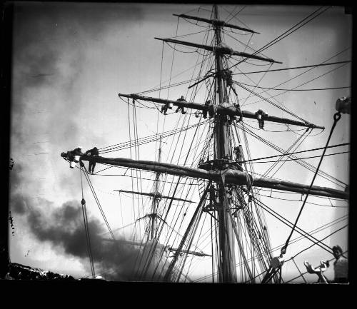 Chilean crew on the rigging of the naval vessel GENERAL BAQUEDANO