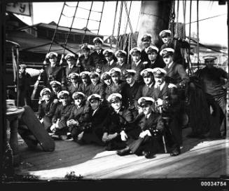 Officers on the deck of the Chilean naval vessel GENERAL BAQUEDANO