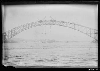 Eastern view of Sydney Harbour Bridge construction