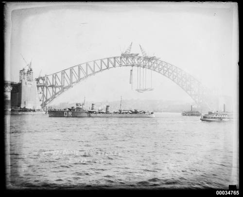 HNLMS DE RUYTER near the Sydney Harbour Bridge