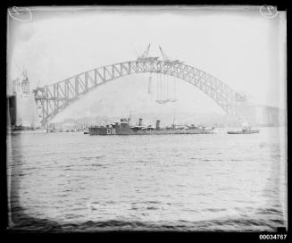 HNLMS DE RUYTER near the Sydney Harbour Bridge