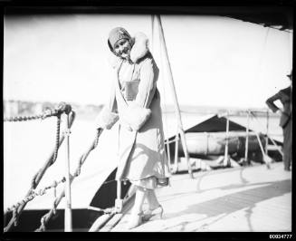 Mrs Elsa Evans on the deck of HNLMS JAVA