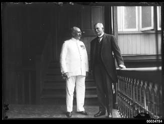 Rear Admiral F L Gilly and NSW Premier Sir George Fuller at Parliament House, Sydney