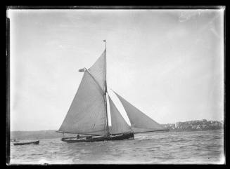 Cutter, possibly ISEA, sailing on Sydney Harbour