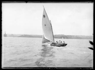 Possibly a 20' foot gaff-rigged on Sydney Harbour, inscribed 563