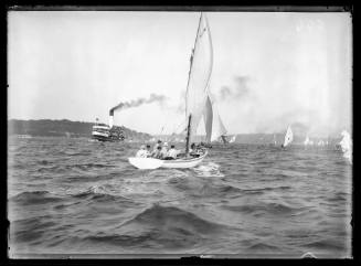 Small open yacht  and ferry on Sydney Harbour, inscribed 644