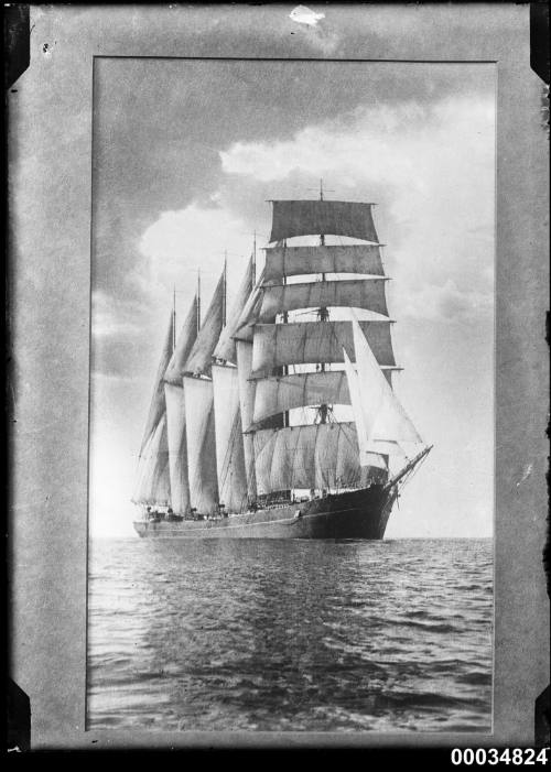 Unidentified barquentine at sea